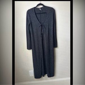 Vintage 90s Eye Candy Size M Black Grey Long Cardigan Duster Tie Front Grunge